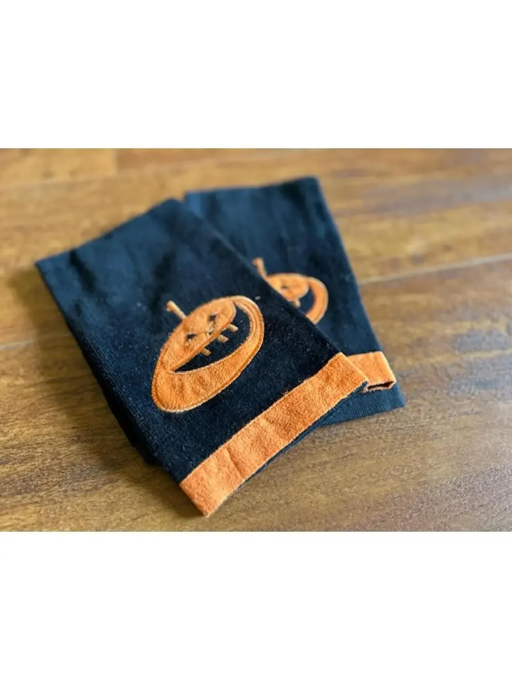 Pair of Black and Orange Halloween Pumpkin Hand Towels